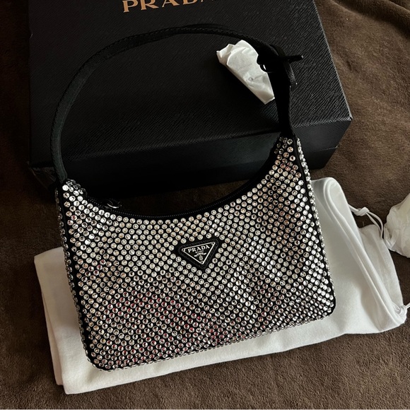 PRADA RE EDITION CRYSTAL HOBO BAG - Picture 1 of 15